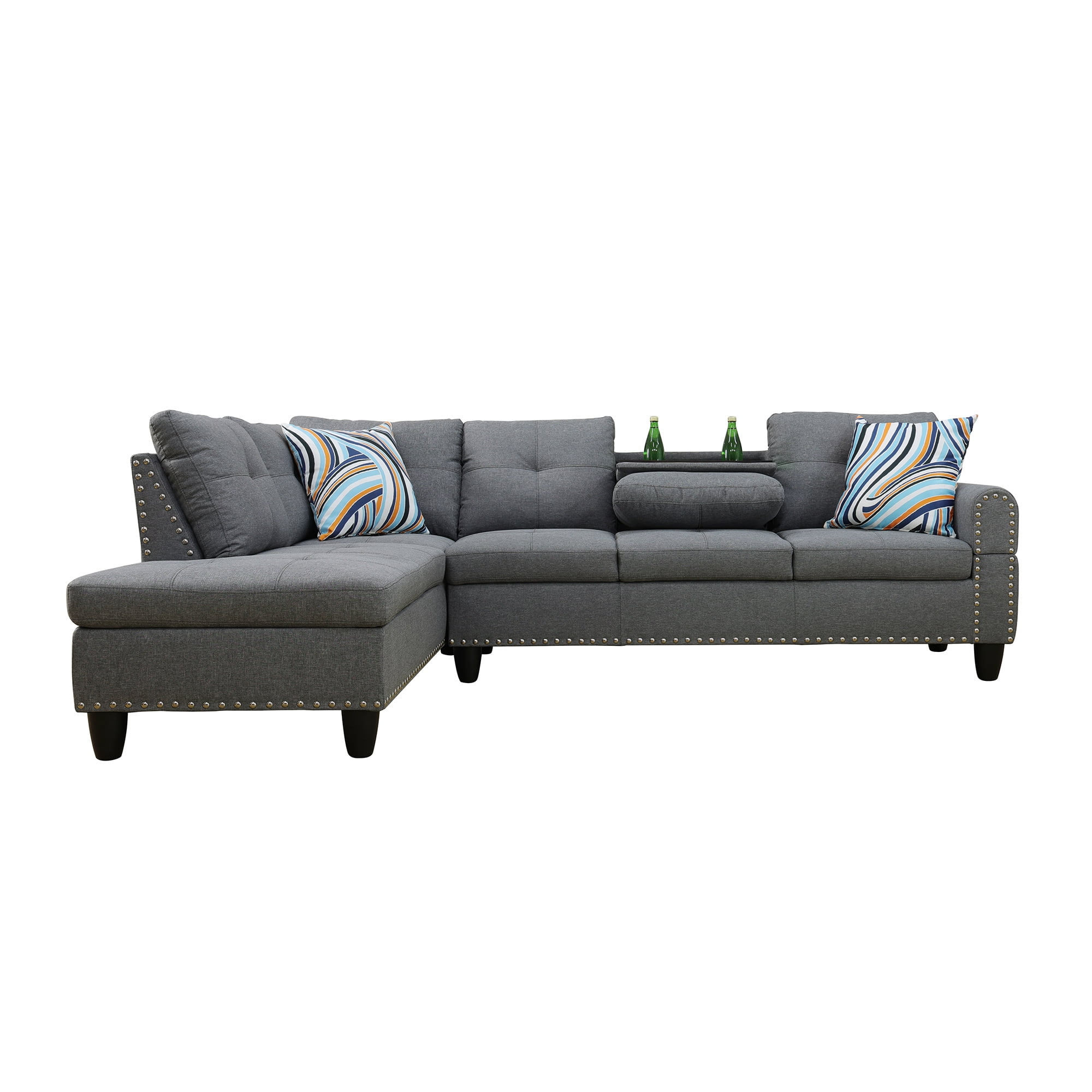 Howcool 98" Sectional Sofa, L-Shaped Couch with Left-Facing Chaise, Linen Fabric Modular Sectional Sofa for Living Room, Apartment & Small Space, Gray