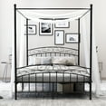 thumbnail image 3 of alazyhome Queen ​Size Metal Canopy Bed Frame, Modern Design, Black, 3 of 7