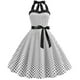 thumbnail image 2 of Moda para mujer A Line Flare Vintage Dress Halter BowKnot Prom Swing Manga corta Polka Dot Printing Party Dress Pompotops  ghjkhdj1025, 2 of 9