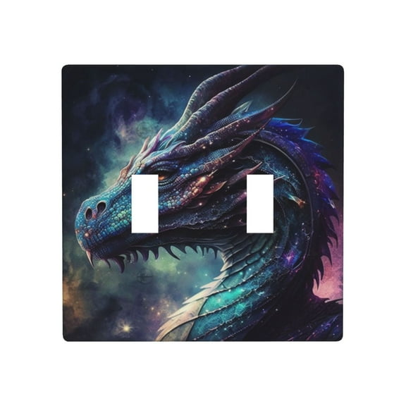 2 Gang Double Toggle Wall Plate Light Switch Cover Wallplate - Dragon cool art galaxy
