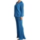 thumbnail image 3 of VISgogo - Conjunto de pantalones para mujer, blusa fruncida de manga larga con cuello en V y cuello de solapa + pantalones elásticos de longitud completa VISgogo moda, 3 of 9