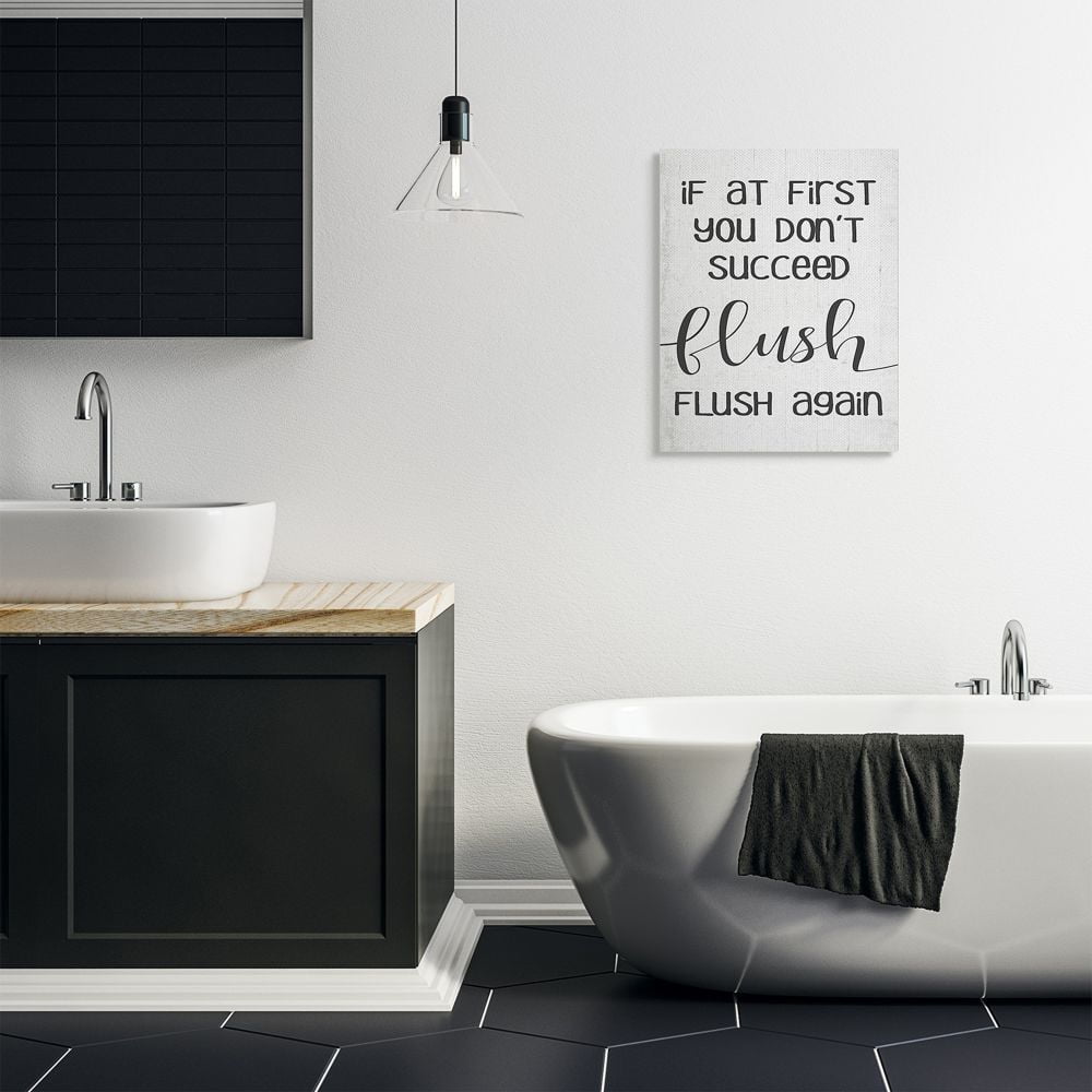 Stupell Industries If You Don't Succeed Flush Again Phrase Bathroom Joke Designed by Daphne Polselli