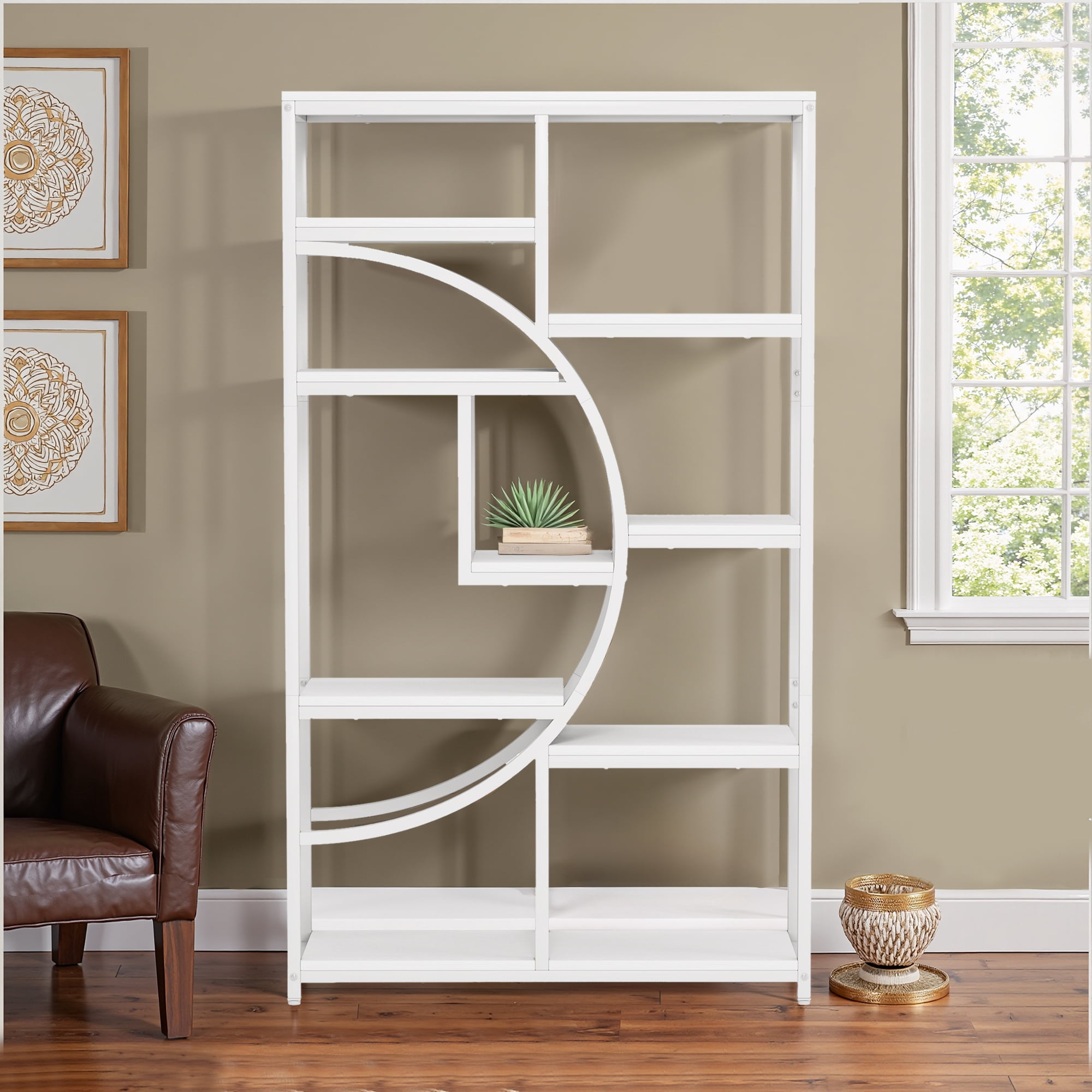 MAYEERTY Freestanding 9-Tier Etagere Bookshelf Industrial Charm Home Decor Display Shelf