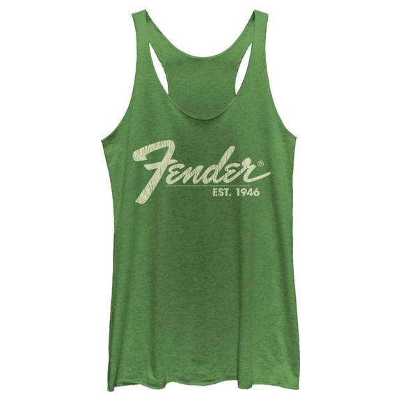Women's Fender Distressed Logo  Racerback Tank Top Envy Green X Small