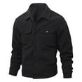 thumbnail image 4 of Rutainlusire Mens Trendy Lapel Comfy Corduroy Truck Jackets 2025 Men's Corduroy Solid Color Outdoor Climb Pocket Long Sleeve Jackets, 4 of 6
