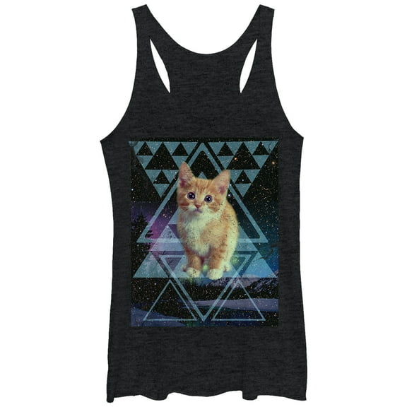 Women's Lost Gods Cat Trance Racerback Tank Top Black Heather X Large