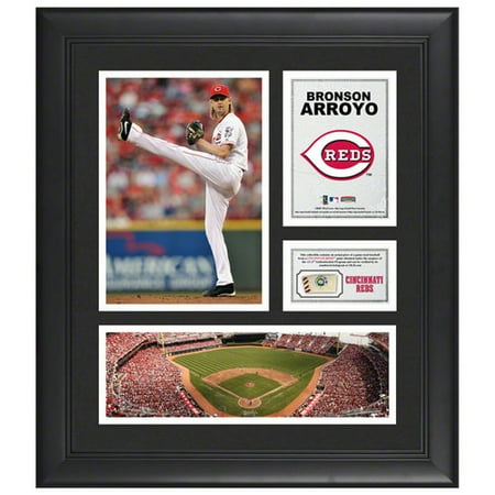 MLB - Bronson Arroyo Framed 15x17 Multi-Photo Collage | Details: Cincinnati Reds, with Game Used Baseball