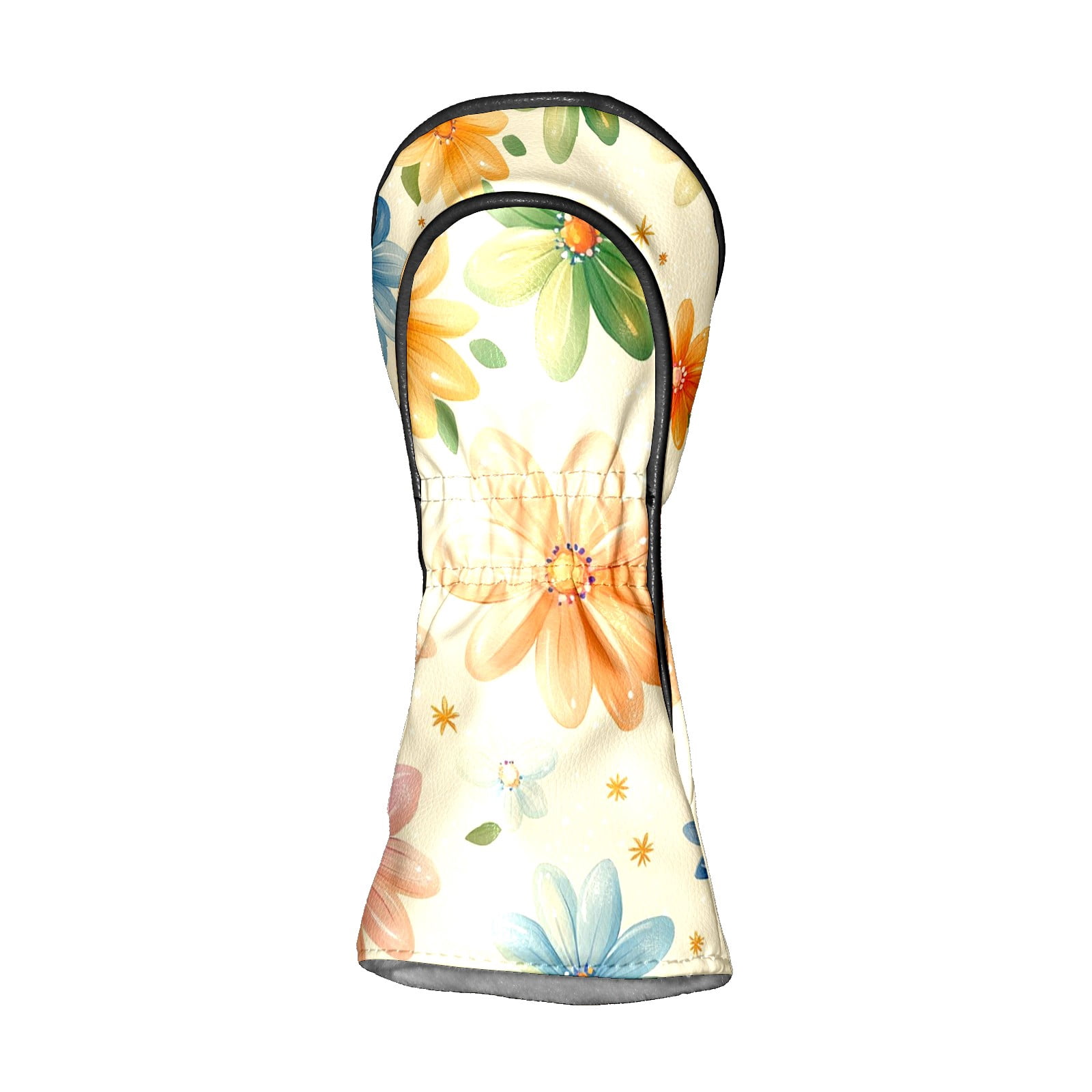 Golf Head Covers Pastel Flowers Design for Driver, Wood & Hybrid, Premium Waterproof PU Leather with Plush Lining, Soft Floral Golf Gifts
