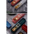 thumbnail image 4 of 4 Pcs Portable Stainless Steel Tableware Set, Dishwasher Safe Reusable Flatware Cutlery Set, Include Fork Spoon Chopsticks with box (Golden black), 4 of 5