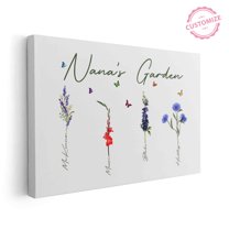 Lazaofficial Personalized Birth Month Flower Print, Grandmas Garden Canvas, Birth Flower Canvas, Nana Poster, Personalized Name Canvas, Family Canvas Wall Art, Mothers Day Poster, Gifts For Grandma