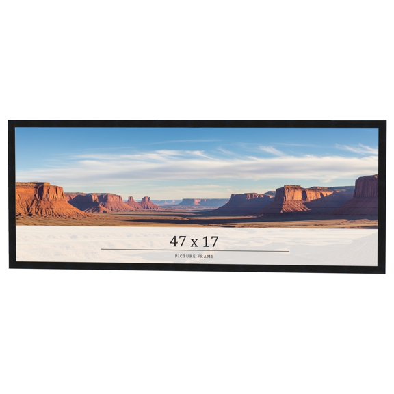 47x17 Frame Black Real Wood Picture Frame Width 0.75 inches | Interior Frame Depth 0.5 inches |