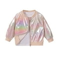 thumbnail image 2 of Wancir Metallic Bomber Jacket for Girls Zip Up Cropped Jacket Sparkly Lightweight Coat Windbreaker with Pockets, 2 of 8