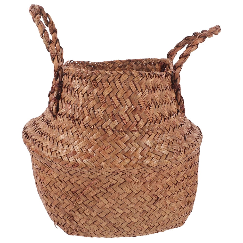 Woven Seagrass Basket Hand Woven Belly Basket Woven Plant Basket for