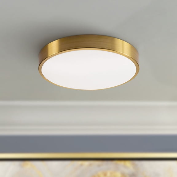 AFX Lighting Octavia 12" Wide Modern Round Brass LED Ceiling Light