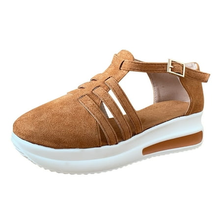 

Womens Casual Dress Shoes Wide Fashion Platform Ladies Buckle Strap Wedge Cusual Sandals Casual Shoes Size 17