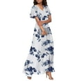 thumbnail image 4 of UoCefik Floral Maxi Dresses for Women 2025 Summer Elegant Flutter Sleeve Long Flowy Dresses Trendy V Neck Garden Party Dress Royal Blue XS, 4 of 8