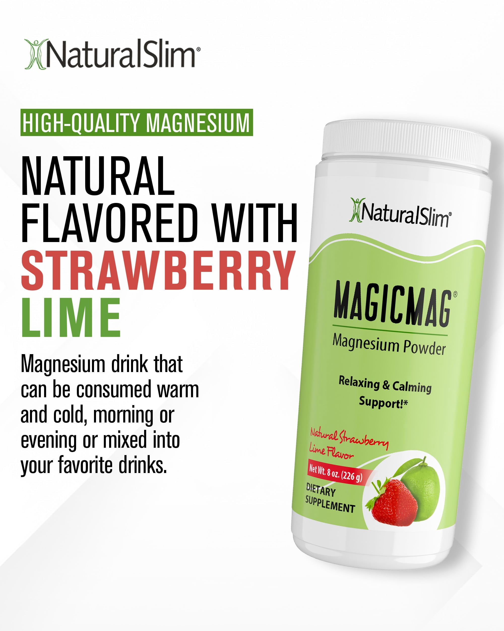 NaturalSlim MagicMag® Magnesium Citrate Powder - Anti Stress Drink Mix - 8oz