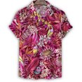thumbnail image 3 of Camisa hawaiana con estampado 3D de flores a la moda para hombre, camisetas de manga corta con solapa, blusa con botones y estampado de animales de estilo callejero de Harajuku, 3 of 4