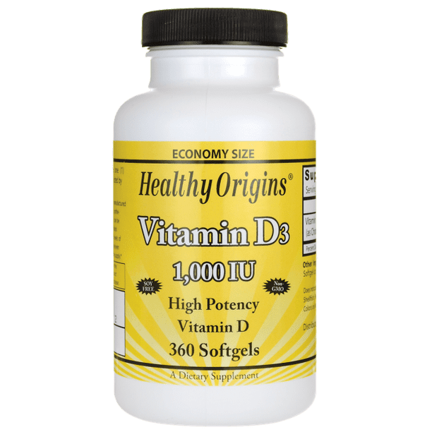 Healthy Origins Vitamin D3 1000 IU 360 Softgels