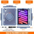 thumbnail image 4 of ELEHOLD for iPad Mini 6th Gen 2021 Rugged Case,Hybrid Shockproof Protective Matte Back Case with  360° Rotation Stand Handle Grip Pencil Holder Crossbody Shoulder Strap for iPad Mini 6 8.3" - Purple, 4 of 16