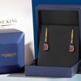 thumbnail image 5 of Gem Stone King 18K Yellow Gold Plated Silver Red Tiger Eye and Blue Sapphire Dangle Earrings for Women with Lab Grown Diamond (3.73 Cttw, Oval 9X7MM), 5 of 6