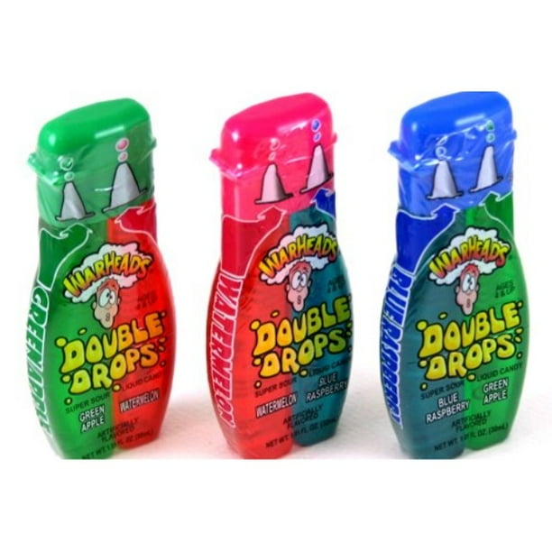 warheads super sour double drops liquid candy 1.01 fluid ounce bottles