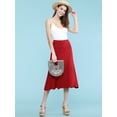 thumbnail image 4 of Made by Johnny Women's Lightweight Fold Over Flared Midi Skirt M RED, 4 of 6