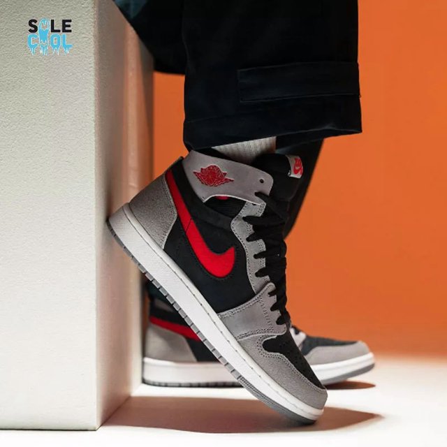 N I-K-E A i r-Jor-dan 1 AJ1 Zoom CMFT Black Red Cement Grey Shoes DV1307-060