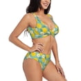 thumbnail image 2 of Rocae Lemons Chamomile Flowers And Leaves for Bikini Set for Women Two Piece Sexy High Swimsuits Split Crossover Bikini Small, 2 of 9