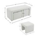 thumbnail image 3 of Dayalane Boucle Ottoman Bench Set of 3, Nesting Upholstered Vanity Bench with 2 Small Footrest Stools for Bedroom, Living Room, Entryway, Hallway,White, 3 of 10