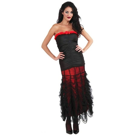 Vampiress Ruched Rose Womens Adult Witch Black Costume0