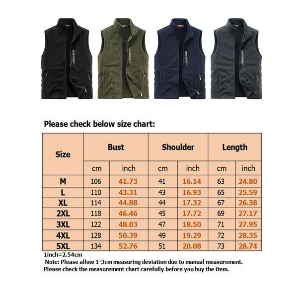 Avamo Mens Jacket Vest Full Zip Winter Warm Coats Stand Collar