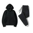 thumbnail image 2 of Gibobby Set Pants y Sudadera Mujer Mujer Otoño E Invierno Cremallera Suéter Sudadera Con Capucha Pantalones De Dos Piezas Ropa Deportiva Color Sólido Sudadera(Negro,G), 2 of 3