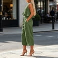 thumbnail image 5 of mihongmao Elegant Outfits for Ladies 2026 Holiday Party Sets Fahion Women's 2 Piece Sleeveless Crop Tops Cropped Pants Set Solid Army Green L, 5 of 5