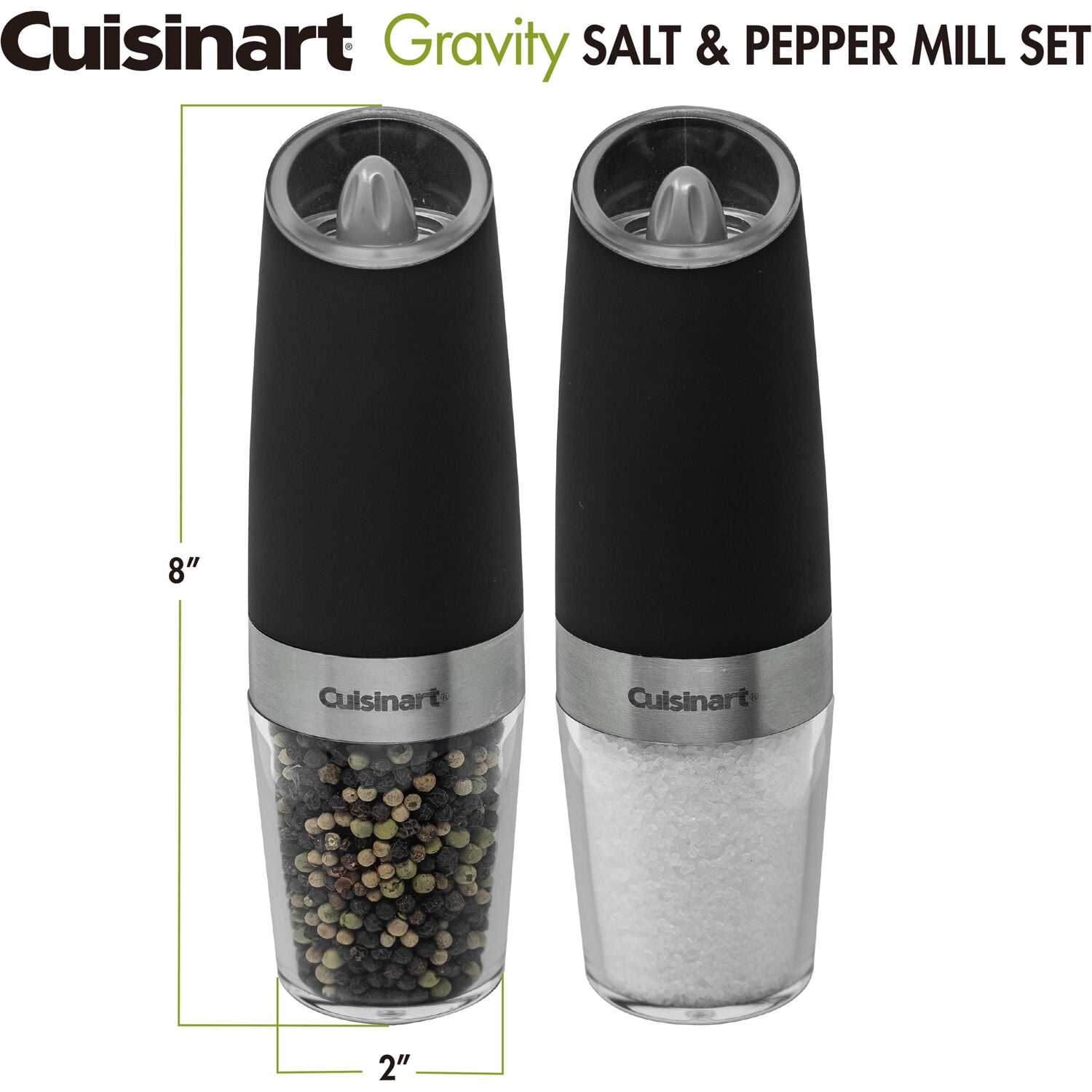 Kalorik Rechargeable Gravity Salt and Pepper Grinder Set 