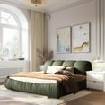 thumbnail image 6 of King Size Luxury Upholstered Platform Bed with Oversized Padded Backrest and Solid Wood Frame, 6 of 8