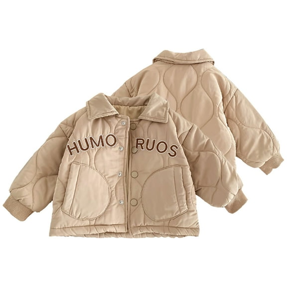KYAIGUO Boys Girls Fall Winter Outwear Coats for Kids Baby Toddler 6M-5Y Newborn Thickened Cotton Clothes Buttons Lapels Little Boys Warm Jacket Outwear