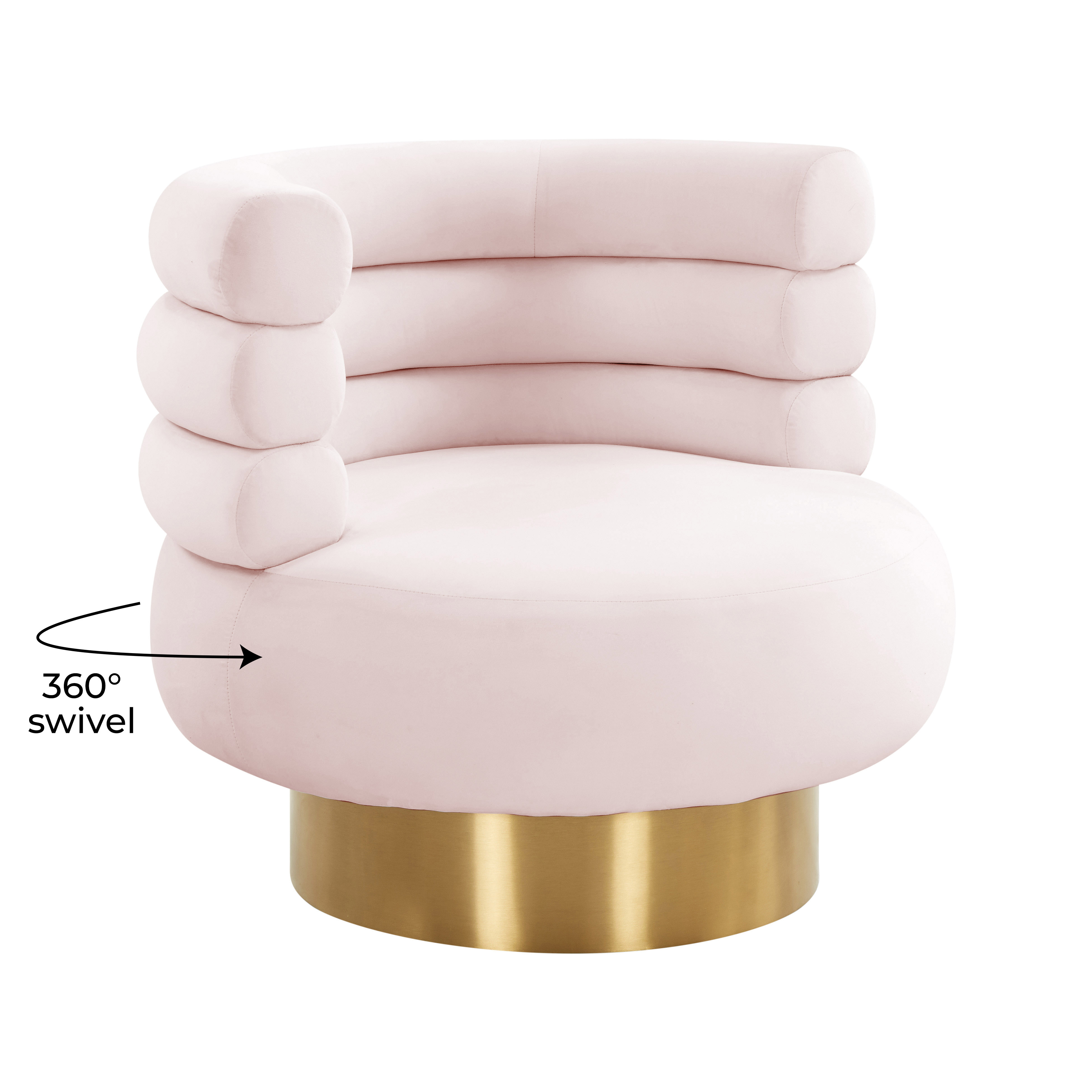 TOV Furniture Naomi Blush Velvet Swivel Chair with Gold Base - image 3 of 9