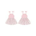 thumbnail image 3 of Yunliwuli Little Girl Cami Dress A-Line Bow Daisy Print Square Neck Spaghetti Strap Ribbed Dress for Summer, 3 of 10