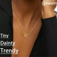 thumbnail image 6 of Turandoss Bow Necklace for Women Girls Dainty 14K-Gold-Plated Necklace Bead Bow Pendant Cute Bow Pendant Choker Necklaces Chain Necklaces Trendy Jewelry Gift for Women, 6 of 8
