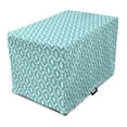 thumbnail image 1 of Abstract Dog Crate Cover, Ornamental Pattern of Symmetrical Horizontal Shapes and Wavy Streaks, Easy to Use Pet Kennel Cover Small Dogs Puppies Kittens, 7 Sizes, Seafoam and White, by Ambesonne, 1 of 6