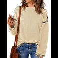 thumbnail image 1 of Suéteres para Mujer, Cuello Redondo Liso, Corte Holgado, Larga, Punto en Contraste, Jersey, Tops Albaricoque XL, 1 of 7