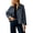 BlueGrey, variant on Women's Casual Oversized Short Trench Coat Plaid Lining Cropped Jacket Fall Windbreaker Outerwear