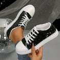 thumbnail image 4 of Rokment Womens Sparkly Sequin Low Top Fashion Sneakers 2026 Spring Fall Glitter Walking Flat Casual Canvas Performance Tennis Shoes Black Size 6.5, 4 of 6