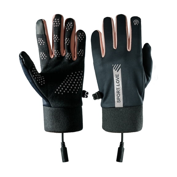 Ljxge Usb Electric Heating Winter Gloves For Men And Women With Temperature Control For Outdoor Camping Hiking Pink Black