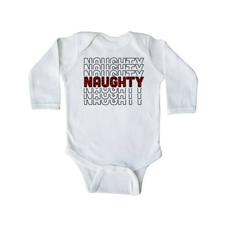 

Inktastic Plaid Naughty Christmas Mirror Words Gift Baby Boy or Baby Girl Long Sleeve Bodysuit