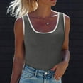 thumbnail image 2 of Quinlirra women's sleeveless tops plus size Womens Solid Contrasting Colors Refreshing Wicking Tank Tops Summer Sleeveless Scoop Neck Ribbed Knit Color Block Basic Slim Fitted Cami Tee Shirts, 2 of 5