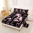 thumbnail image 2 of Manfei Pink Ribbon Bow Letter Monogrammed A Bed Sheets 4pcs for Teens Girls,Kids Cartoon Bowknot Polka Dots King Sheets,Luxury Bedroom Decor, 2 of 5