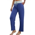 thumbnail image 4 of gakvbuo Wide Leg Lounge Pant For Women Pajama Bottoms Comfy Stretch Drawstring Palazzo Pant For Women Dressy Lounge Pants Trousers With Pockets, 4 of 9