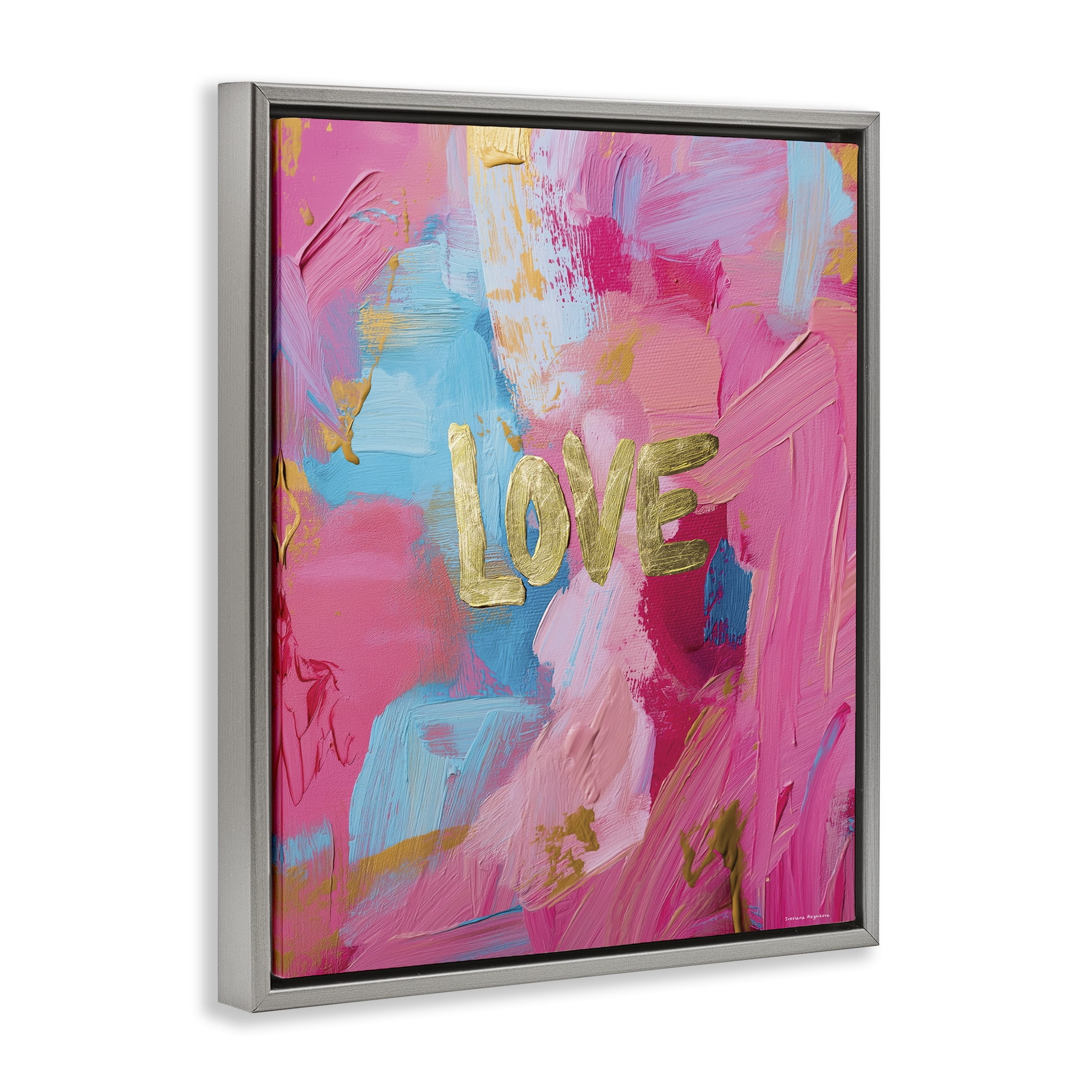 Stupell Industries Glam Love In Motion Gray Framed Floater Canvas Wall Art, design by Svetlana Aleynikova